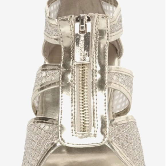MICHAEL KORS CATE JAY. SILVER GLITTER WEDGE GIRLS - Picture 3 of 5